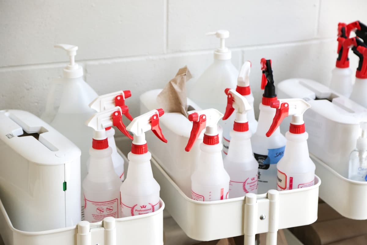 Professional cleaning supplies ready for service